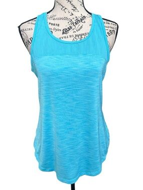 Reebok Light Blue Mesh Yoke Tank Top